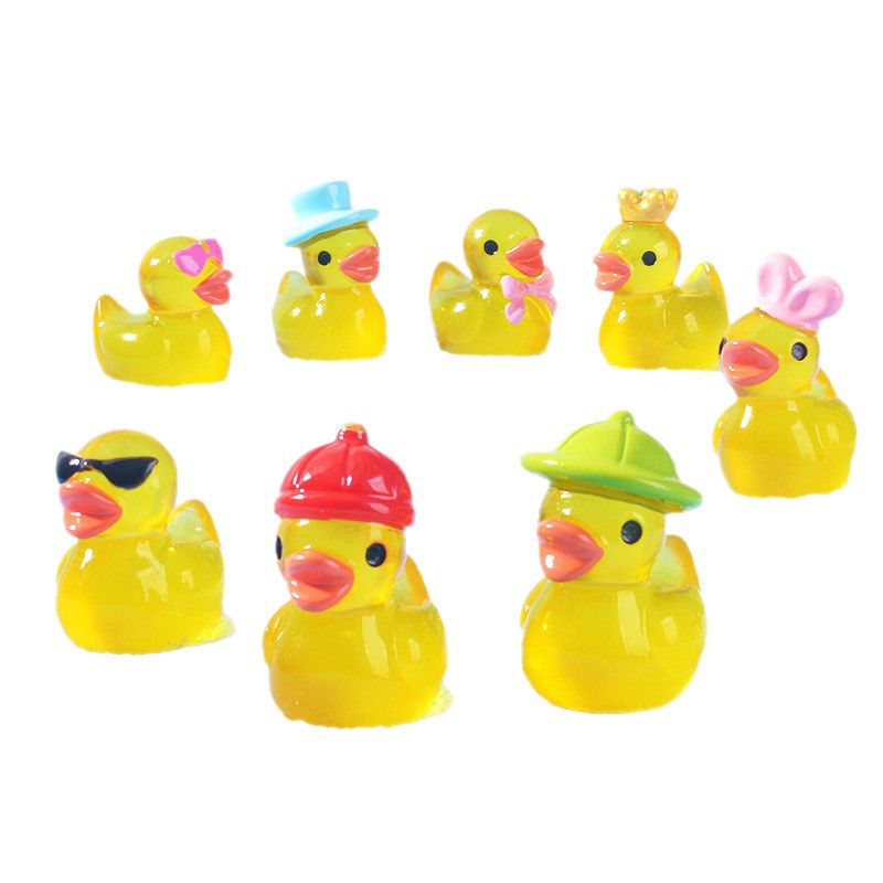 Resin Art Light - Mini Yellow Luminous Duck Ornament Miniature