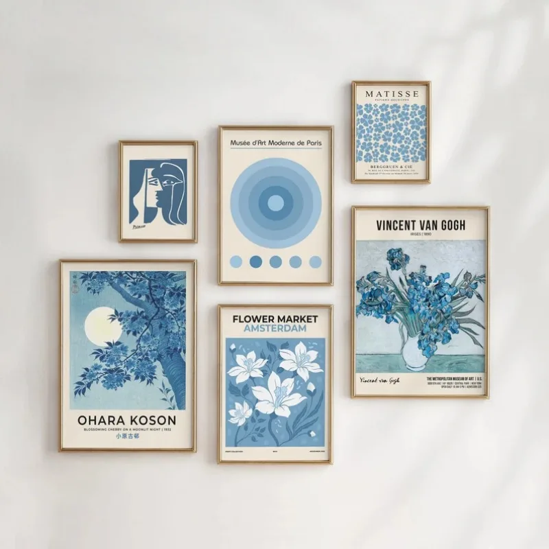 Resin Art Gallery - Blue Matisse Floral Abstract Vintage Art