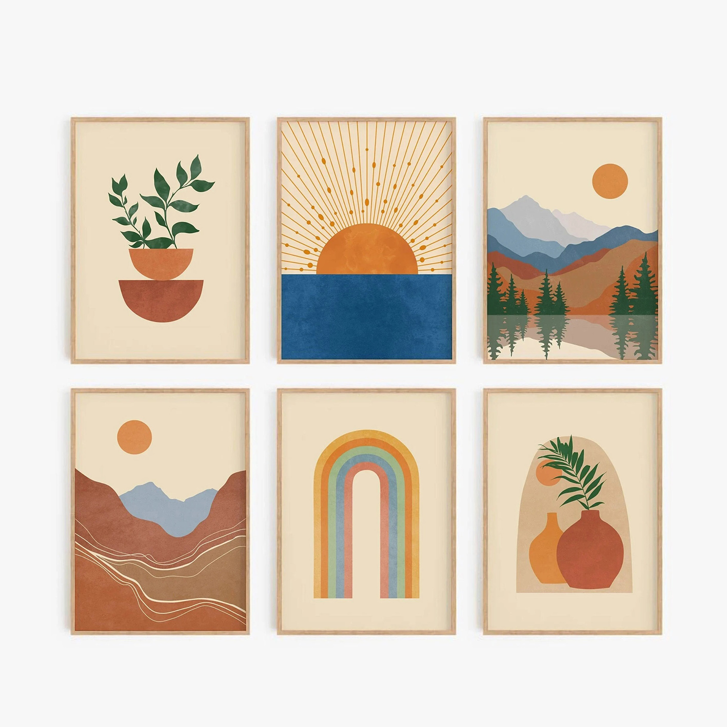 Resin Art Gallery - Bohemian-style gallery wall art set Retro
