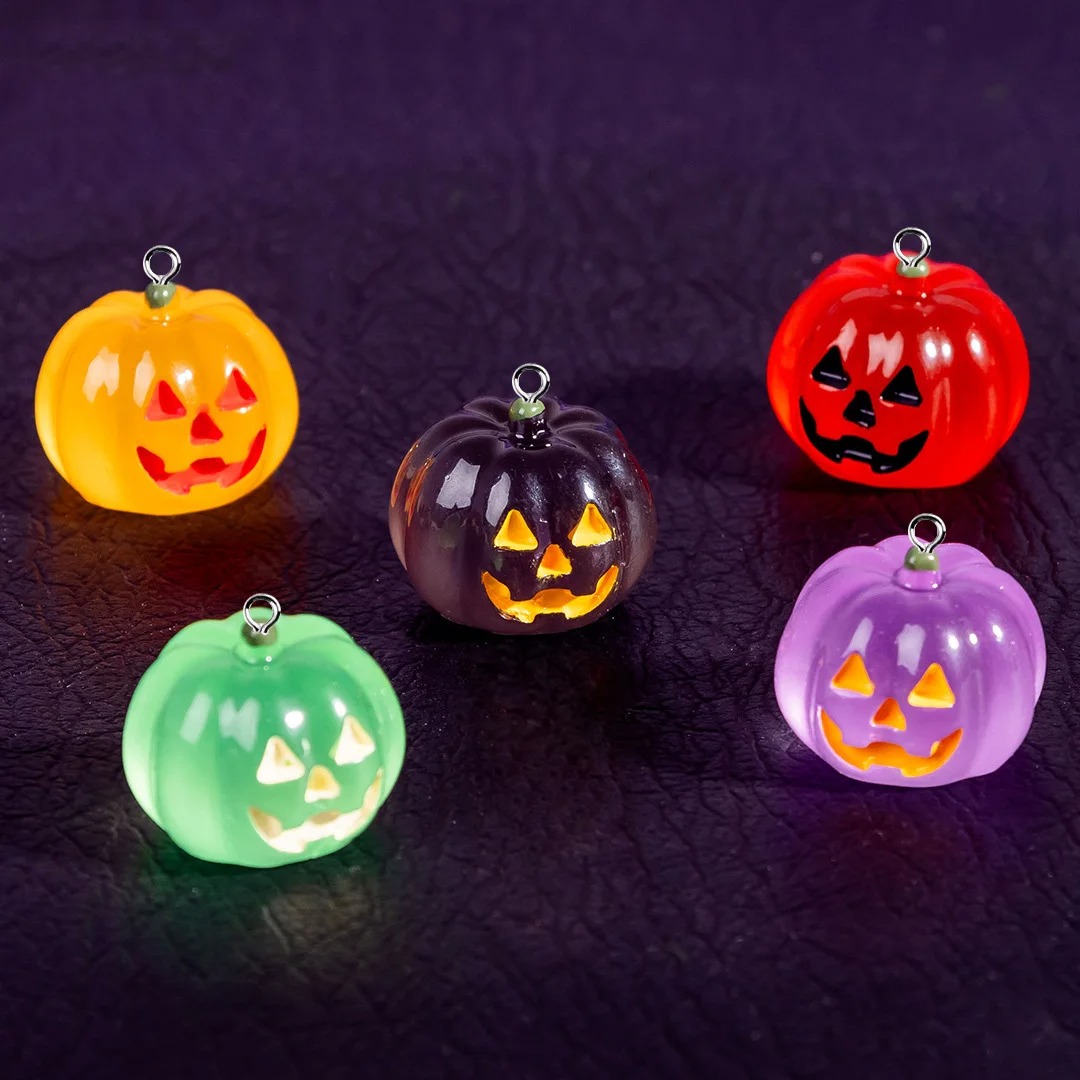 Resin Art Light - 5Pcs Kawaii Luminous Pumpkin Resin Charms