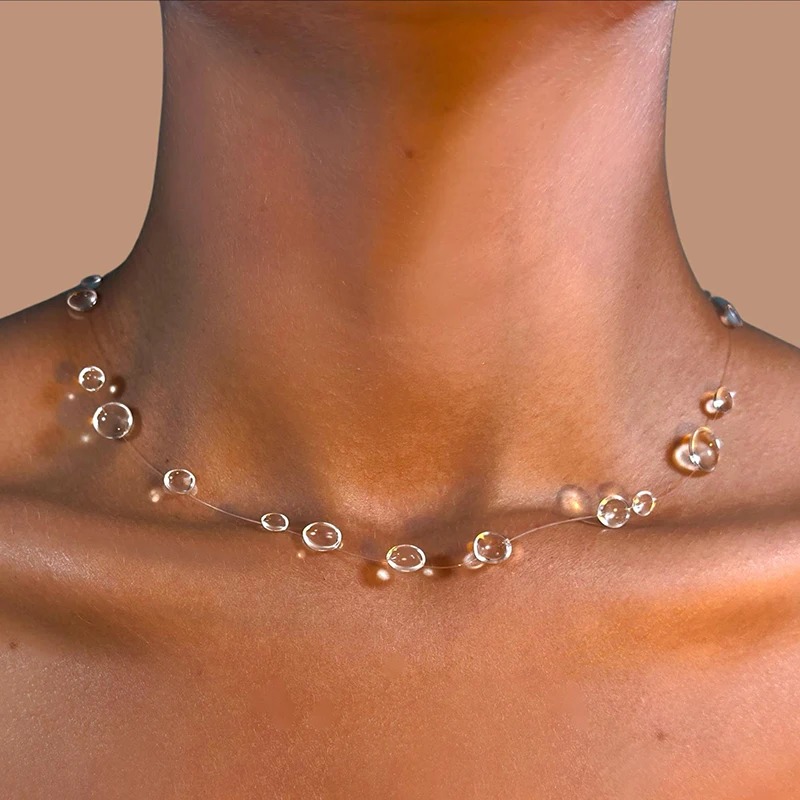 Clear Water Drop Necklace Tran - Resin Art Necklace 评论和价格