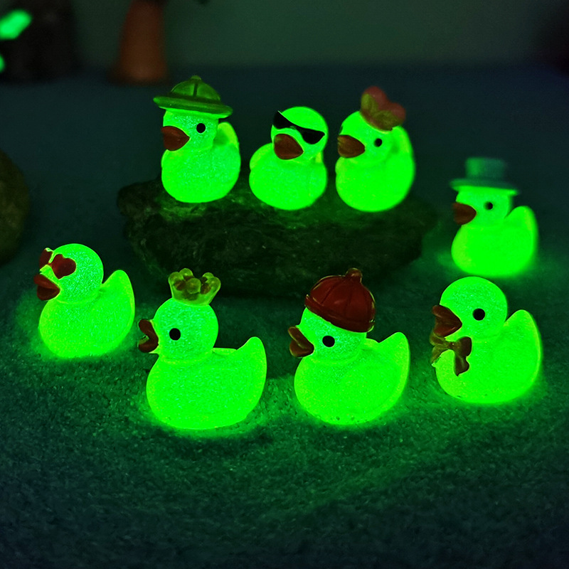 Mini Yellow Luminous Duck Orna - Resin Art Light 评论和价格