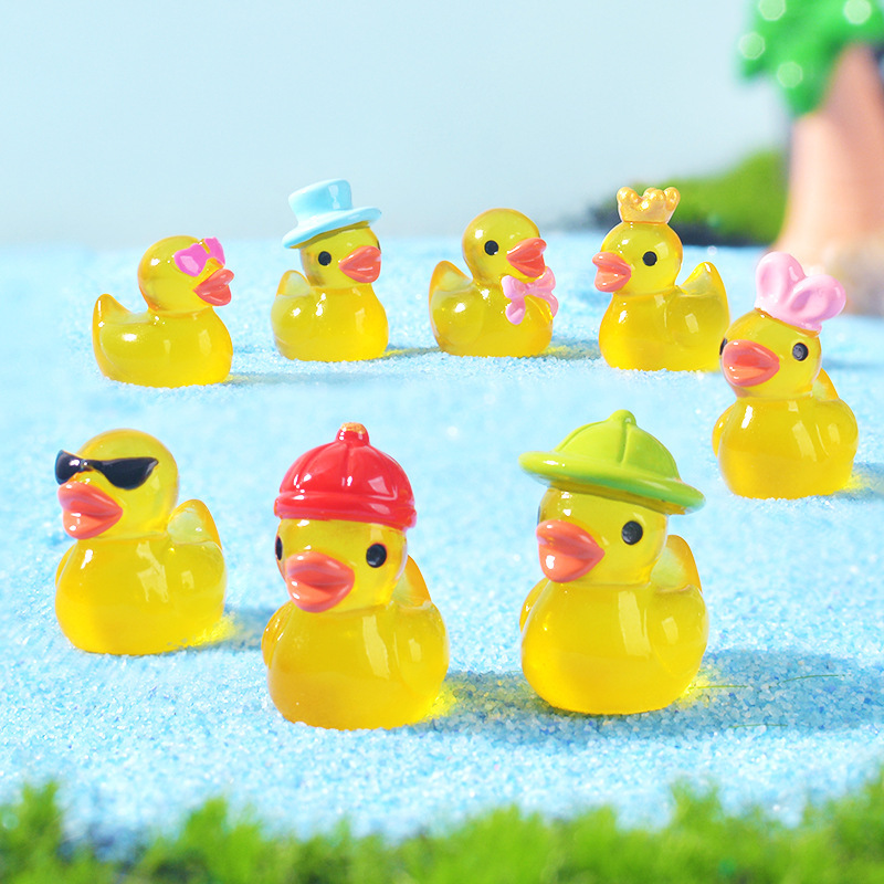 Mini Yellow Luminous Duck Orna - Resin Art Light 评论和价格