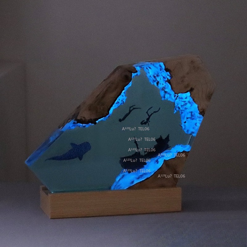 Wood Resin Night Light Ocean A - Resin Art Light 评论和价格