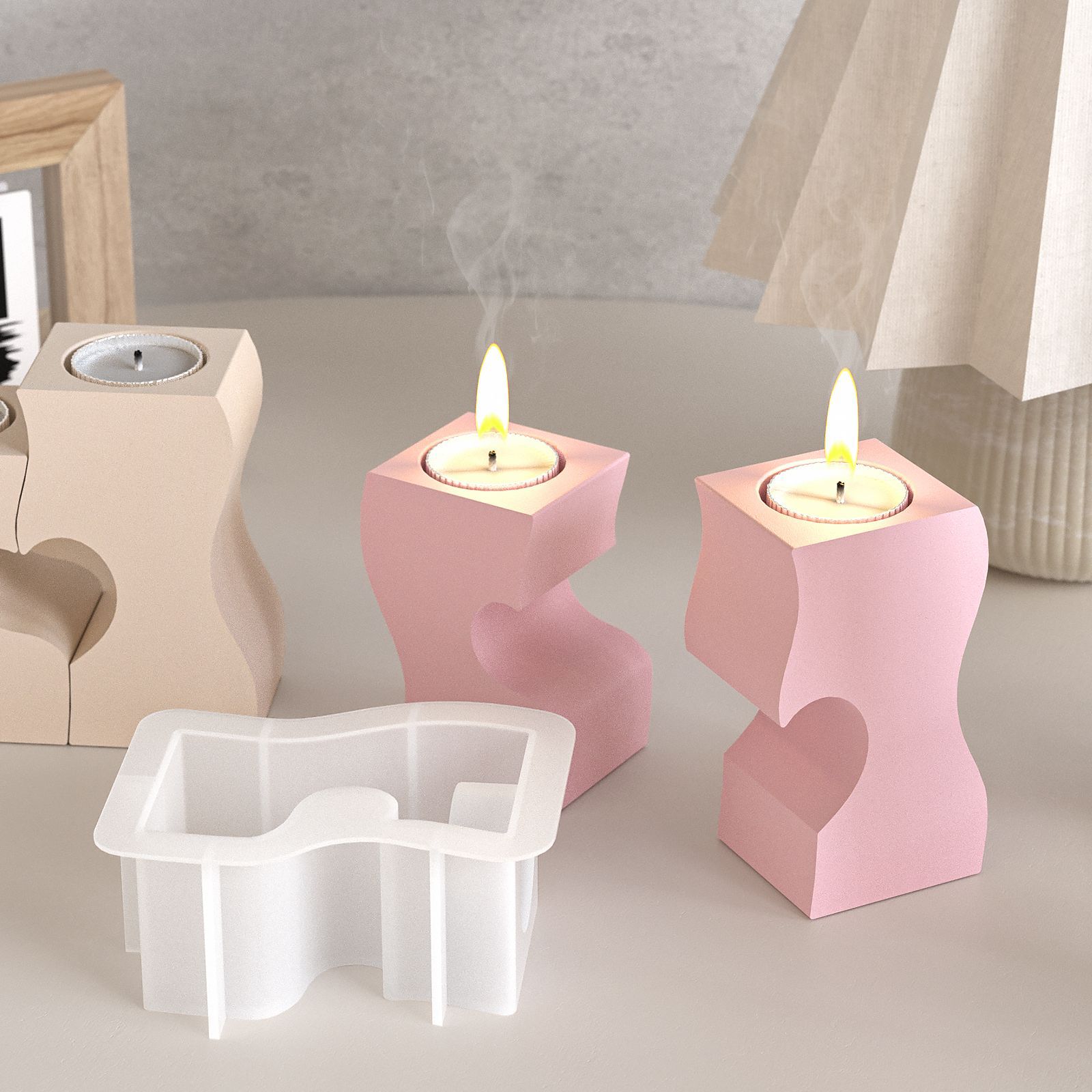 S Heart Candlestick Silicone M - Resin Art Mold 评论和价格