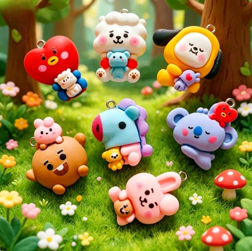 7pcs BT21 Resin Cartoon Charm  - Resin Art Gift Ideas 评论和价格