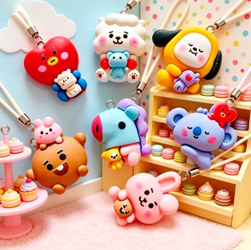 7pcs BT21 Resin Cartoon Charm  - Resin Art Gift Ideas 评论和价格