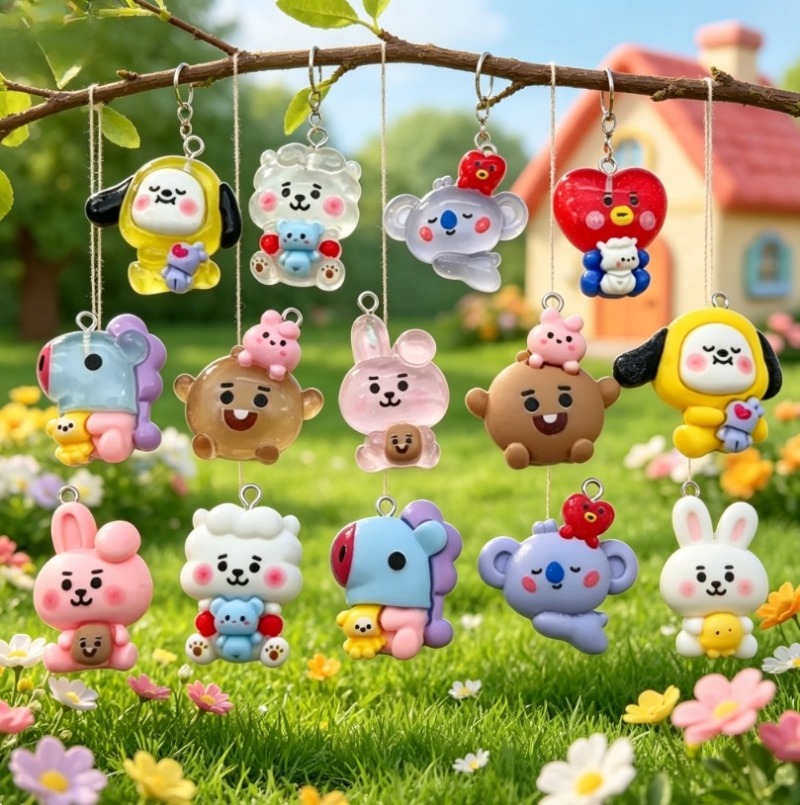 7pcs BT21 Resin Cartoon Charm  - Resin Art Gift Ideas 评论和价格