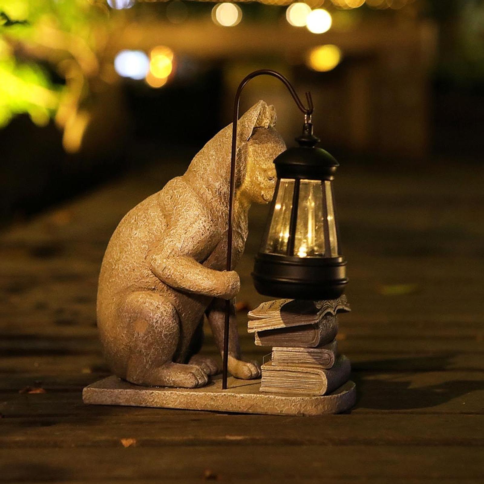 Cat Solar Garden Mini Statue S - Resin Art Light 评论和价格