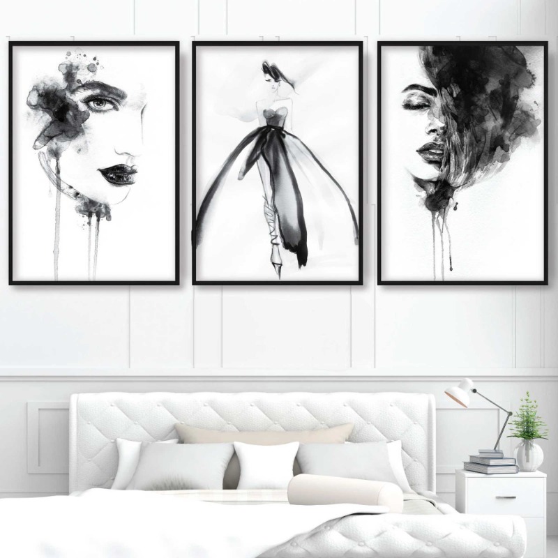 Ink Painting Fashion Black Whi - Resin Art Gallery 评论和价格