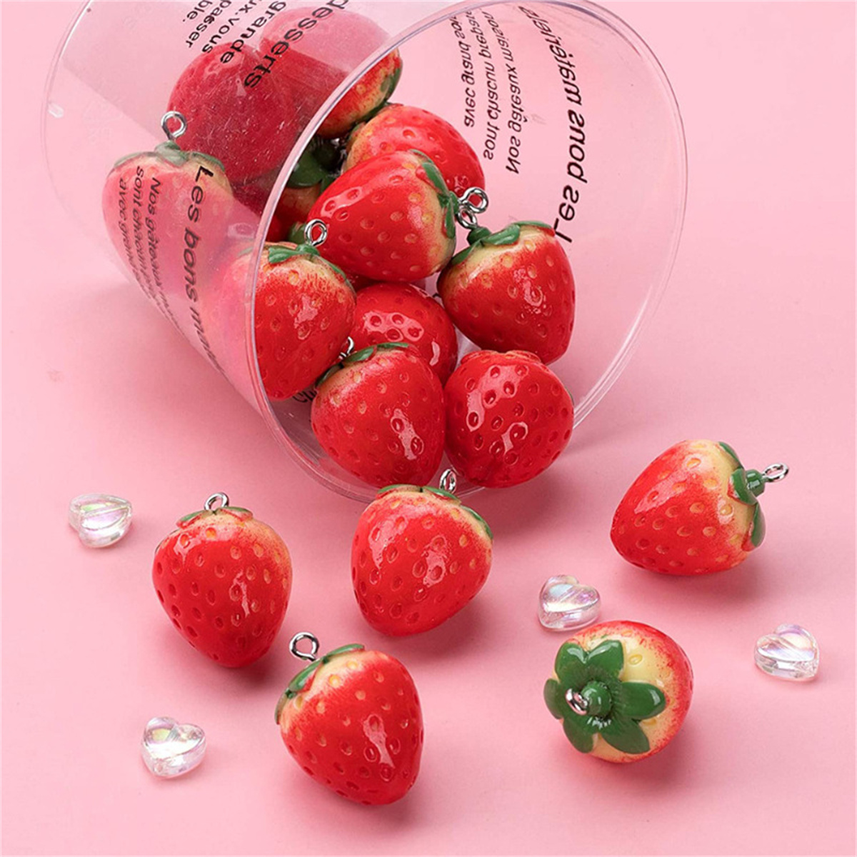 SG04 Cute 5pcs Strawberry Frui - Resin Art Necklace 评论和价格
