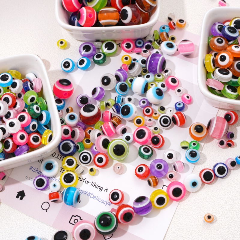 25pcs 12mm Resin Evil Eye Bead - Resin Art Necklace 评论和价格